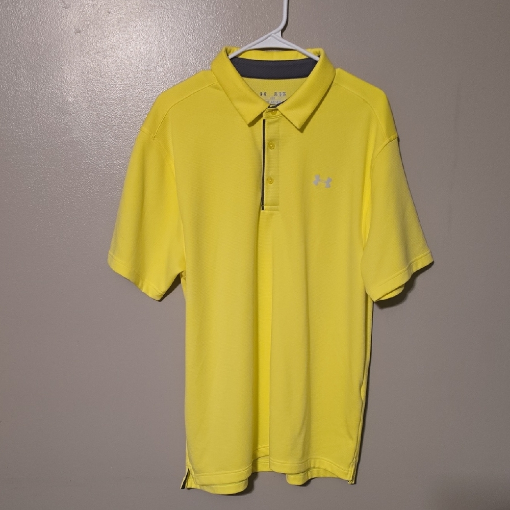 Under Armour Heat Gear‎ Golf Polo Shirt Yellow Mens Size XL